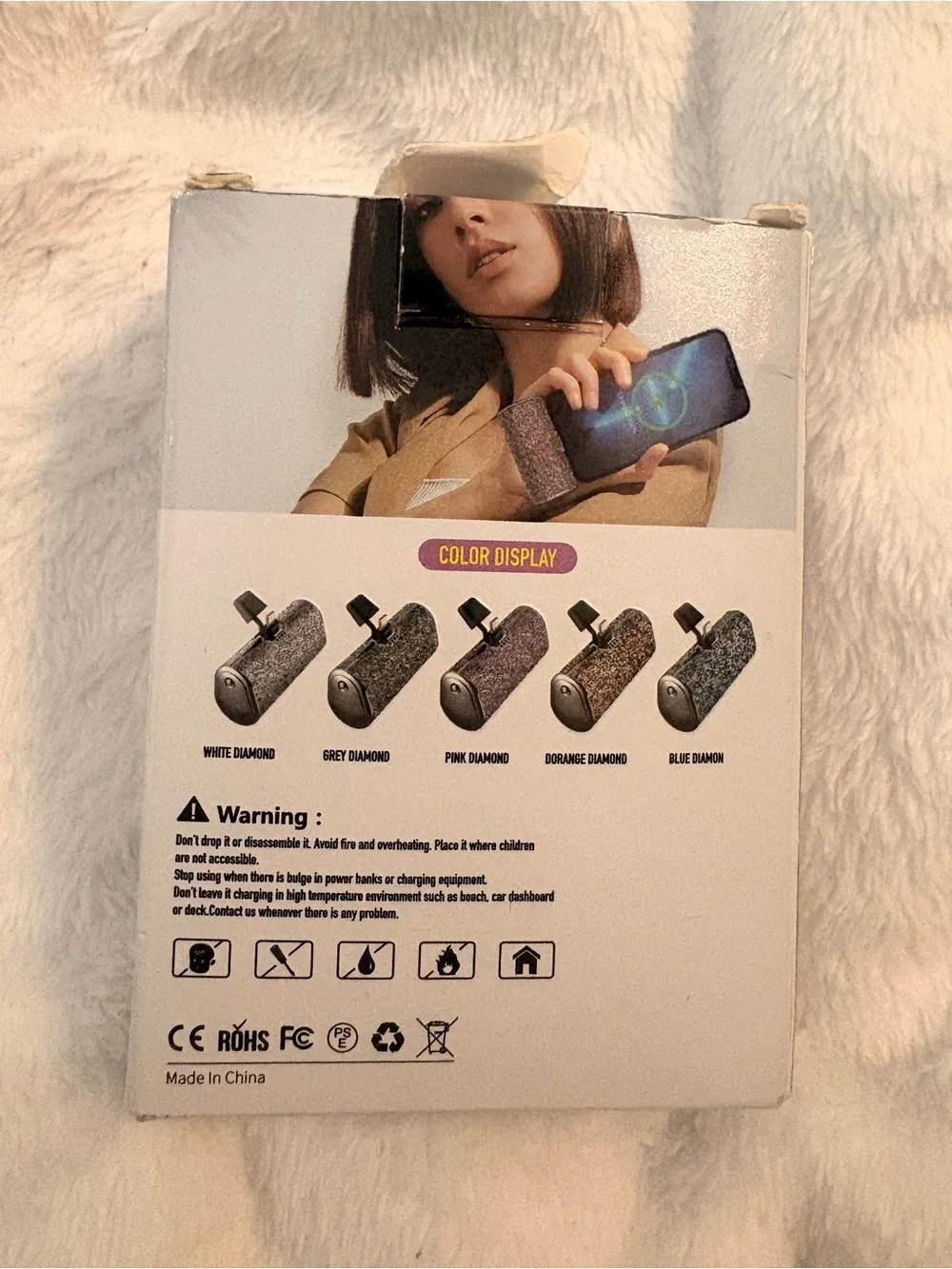 Portable Power Bank Glitter Black with Lightning Connector